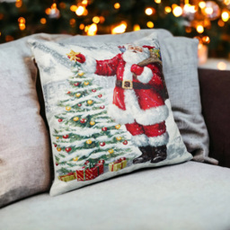 Xmas Haus Festive Santa and Tree Christmas Cushion 40 x 40cm - Size: 400 x 400 x 150cm - White - Wilko - thumbnail 4