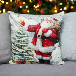 Xmas Haus Festive Santa and Tree Christmas Cushion 40 x 40cm - Size: 400 x 400 x 150cm - White - Wilko - thumbnail 3