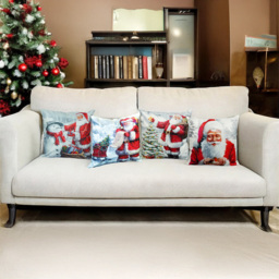 Xmas Haus Festive Santa and Tree Christmas Cushion 40 x 40cm - Size: 400 x 400 x 150cm - White - Wilko - thumbnail 5