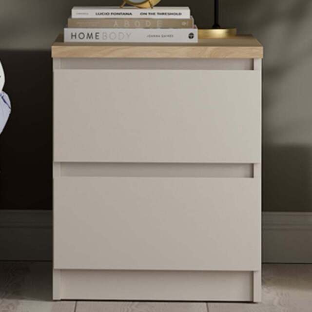 Florence Naia 2 Drawer Cashmere Jackson Hickory Bedside Table - Brown - Furniture To Go - Wilko - image 1