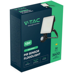 V-TAC 30W Black Cool White LED Floodlight with PIR Sensor - Size: 22.4 x 18.4 x 8.8cm - Wilko - thumbnail 6