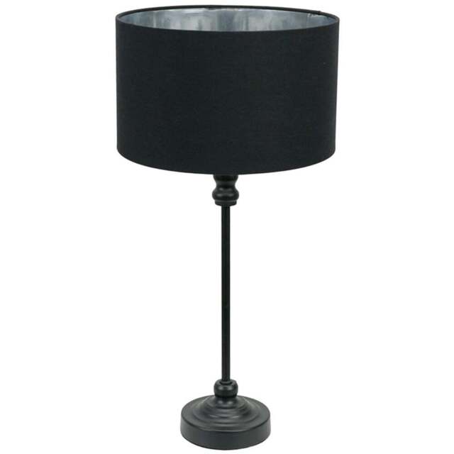 ValueLights Maggie Black Candlestick LED Table Lamp with Black and Chrome Lamp Shade - Size: 50 x 25 x 25cm - Wilko - image 1