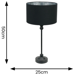 ValueLights Maggie Black Candlestick LED Table Lamp with Black and Chrome Lamp Shade - Size: 50 x 25 x 25cm - Wilko - thumbnail 5