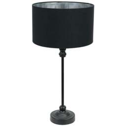 ValueLights Maggie Black Candlestick LED Table Lamp with Black and Chrome Lamp Shade - Size: 50 x 25 x 25cm - Wilko - thumbnail 1