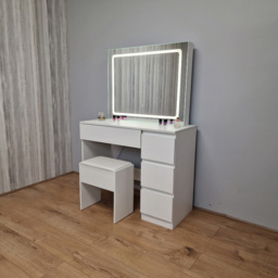Portland 4 Drawer White Dressing Table Set with LED Mirror - Size: 42 x 94 x 140cm - Wilko - thumbnail 6
