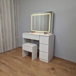 Portland 4 Drawer White Dressing Table Set with LED Mirror - Size: 42 x 94 x 140cm - Wilko - thumbnail 5