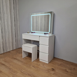 Portland 4 Drawer White Dressing Table Set with LED Mirror - Size: 42 x 94 x 140cm - Wilko - thumbnail 4