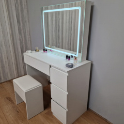 Portland 4 Drawer White Dressing Table Set with LED Mirror - Size: 42 x 94 x 140cm - Wilko - thumbnail 3