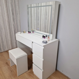 Portland 4 Drawer White Dressing Table Set with LED Mirror - Size: 42 x 94 x 140cm - Wilko - thumbnail 7