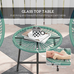 Outsunny 2 Seater Green Rattan Acapulco Garden Bistro Set - Wilko - thumbnail 7