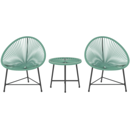 Outsunny 2 Seater Green Rattan Acapulco Garden Bistro Set - Wilko - thumbnail 3