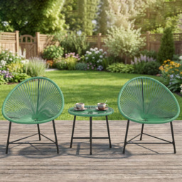 Outsunny 2 Seater Green Rattan Acapulco Garden Bistro Set - Wilko - thumbnail 4