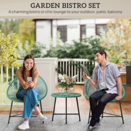 Outsunny 2 Seater Green Rattan Acapulco Garden Bistro Set - Wilko - thumbnail 5