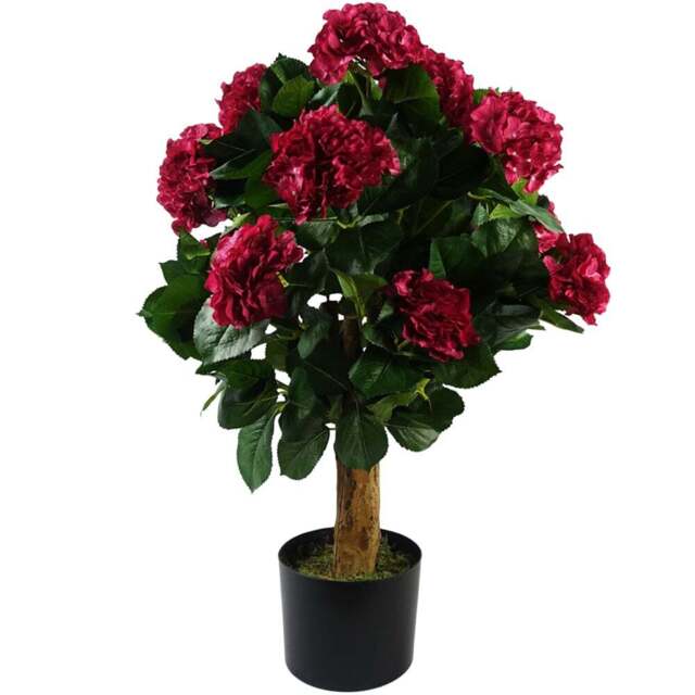 Botanik Pink Hydrangea Bush Artificial Plant in Pot 2.5ft - Size: 75 x 50 x 50cm - Dark Pink - Wilko - image 1