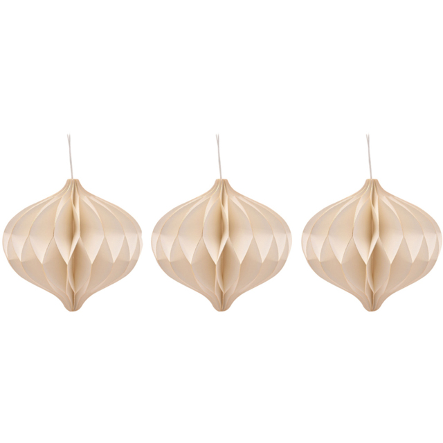 The Seasonal Gift Co. White with Gold Edge Paper Bauble 3 Pack - Wilko - image 1