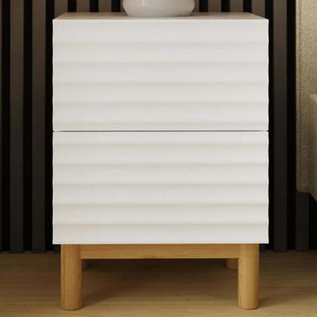 GFW Karla 2 Drawer White Ribbed Bedside Table - Wilko - image 1