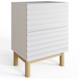GFW Karla 2 Drawer White Ribbed Bedside Table - Wilko - thumbnail 3