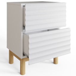 GFW Karla 2 Drawer White Ribbed Bedside Table - Wilko - thumbnail 5