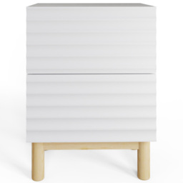 GFW Karla 2 Drawer White Ribbed Bedside Table - Wilko - thumbnail 4