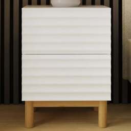 GFW Karla 2 Drawer White Ribbed Bedside Table - Wilko - thumbnail 1