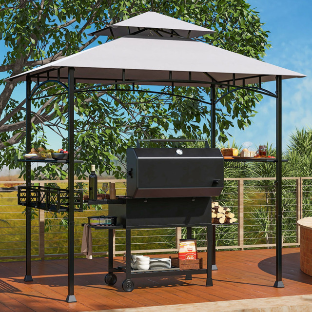 Costway 2.4 x 1.5m Grey 2 Tier Outdoor Grill Gazebo - Size: 150 x 29 x 23cm - Wilko - image 1