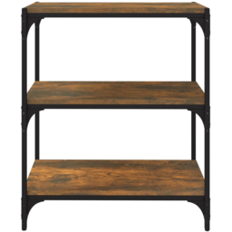 vidaXL 3 Shelf Smoked Oak Processed Wood and Steel Bookcase - Size: 70.5 x 60 x 33cm - Brown - Wilko - thumbnail 6
