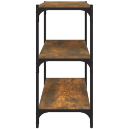 vidaXL 3 Shelf Smoked Oak Processed Wood and Steel Bookcase - Size: 70.5 x 60 x 33cm - Brown - Wilko - thumbnail 4