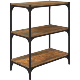 vidaXL 3 Shelf Smoked Oak Processed Wood and Steel Bookcase - Size: 70.5 x 60 x 33cm - Brown - Wilko - thumbnail 3