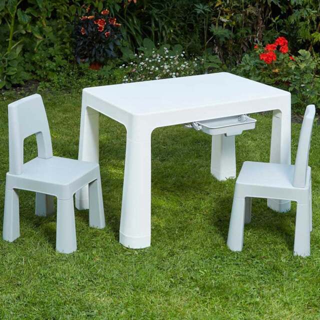 Liberty House Toys Grey and White Kids Height Adjustable Table and Chairs - Size: 49-54 x 50 x 78cm - Wilko - image 1