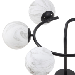 Living and Home Screw E27 Black and White 6 Marble Effect Glass Semi Flush Mount Ceiling Light - Size: 25 x 65 x 65cm - Black + White - Wilko - thumbnail 4