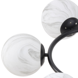 Living and Home Screw E27 Black and White 6 Marble Effect Glass Semi Flush Mount Ceiling Light - Size: 25 x 65 x 65cm - Black + White - Wilko - thumbnail 5