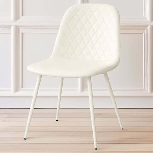Kosy Koala Set of 4 Cream Faux Leather Gem Pattern Dining Chair - Wilko - image 1