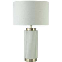 Clara White Ribbed Table Lamp - Size: 28 x 46 x 28cm - Wilko - thumbnail 1