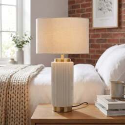 Clara White Ribbed Table Lamp - Size: 28 x 46 x 28cm - Wilko - thumbnail 5
