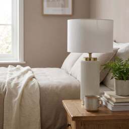 Clara White Ribbed Table Lamp - Size: 28 x 46 x 28cm - Wilko - thumbnail 6