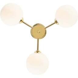 Happy Homewares Polished Gold Ceiling Light with Opal White Globe Glass Shade - Size: 20 x 44 x 44cm - Wilko - thumbnail 4