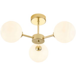 Happy Homewares Polished Gold Ceiling Light with Opal White Globe Glass Shade - Size: 20 x 44 x 44cm - Wilko - thumbnail 5