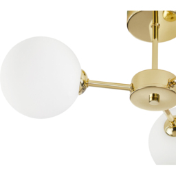 Happy Homewares Polished Gold Ceiling Light with Opal White Globe Glass Shade - Size: 20 x 44 x 44cm - Wilko - thumbnail 7