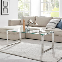 Furniturebox Havana Clear Glass and Chrome Coffee Table - Size: 120 x 60 x 46cm - Silver - Wilko - thumbnail 6