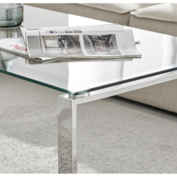 Furniturebox Havana Clear Glass and Chrome Coffee Table - Size: 120 x 60 x 46cm - Silver - Wilko - thumbnail 4