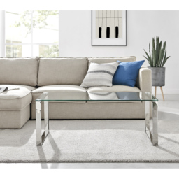 Furniturebox Havana Clear Glass and Chrome Coffee Table - Size: 120 x 60 x 46cm - Silver - Wilko - thumbnail 3