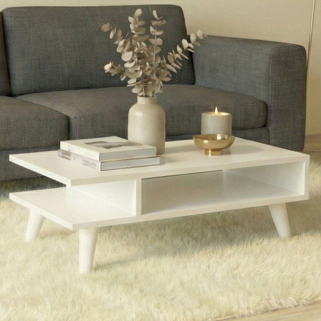 Decortie Titus Open Shelf White Coffee Table - Size: 80 x 32.4 x 450cm - Wilko - image 1