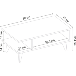 Decortie Titus Open Shelf White Coffee Table - Size: 80 x 32.4 x 450cm - Wilko - thumbnail 7