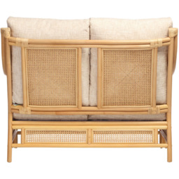 Desser Furniture Chester 2 Seater Natural Rattan Cotton Cream Sofa - Brown - Wilko - thumbnail 6