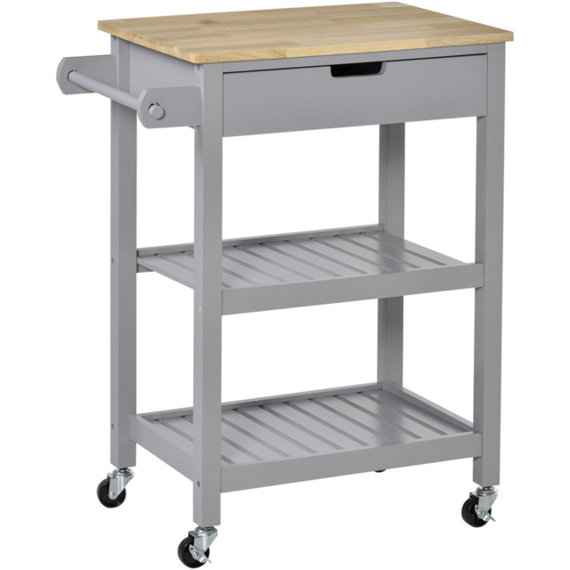 Portland 2 Shelf Single Drawer Grey Kitchen Trolley - Size: 66.5 x 40 x 84.5cm - Wilko - image 1