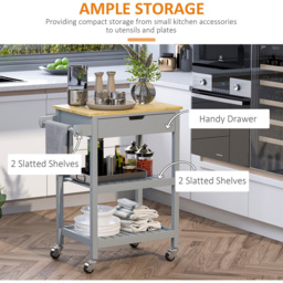 Portland 2 Shelf Single Drawer Grey Kitchen Trolley - Size: 66.5 x 40 x 84.5cm - Wilko - thumbnail 5