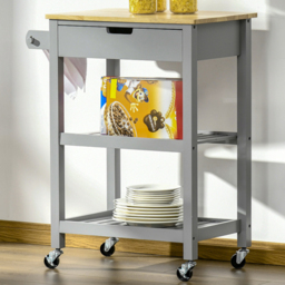 Portland 2 Shelf Single Drawer Grey Kitchen Trolley - Size: 66.5 x 40 x 84.5cm - Wilko - thumbnail 3