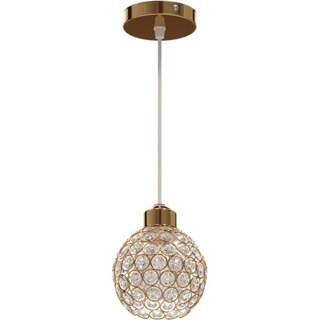 Living and Home Gold Iron Spherical Clear Glass Shade E27 Pendant Light - Size: 130 x 13 x 13cm - Wilko - image 1
