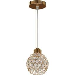 Living and Home Gold Iron Spherical Clear Glass Shade E27 Pendant Light - Size: 130 x 13 x 13cm - Wilko - thumbnail 1