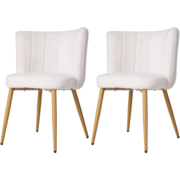 Living and Home Set of 2 Teddy Fleece Dining Chair - White + Natural - Wilko - thumbnail 3
